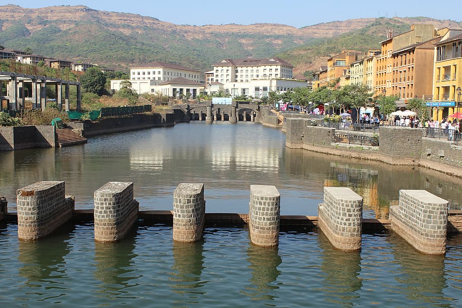 lavasa, city, lake, india, river, udaipur, water, architecture, built structure, building exterior