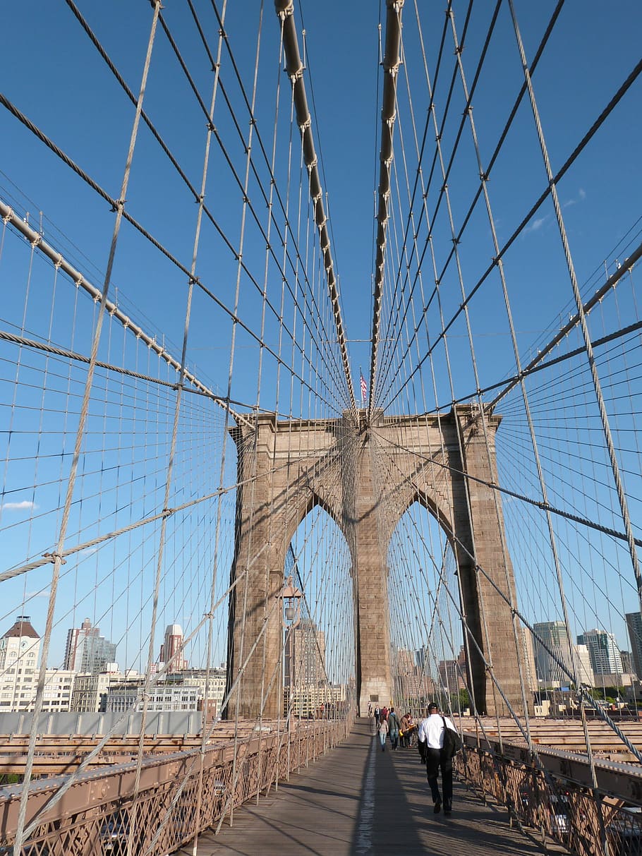 Puente de Brooklyn, Nueva York, Estados Unidos, puente, América, turismo, ciudad, caminar, puente - estructura hecha por el hombre, arquitectura