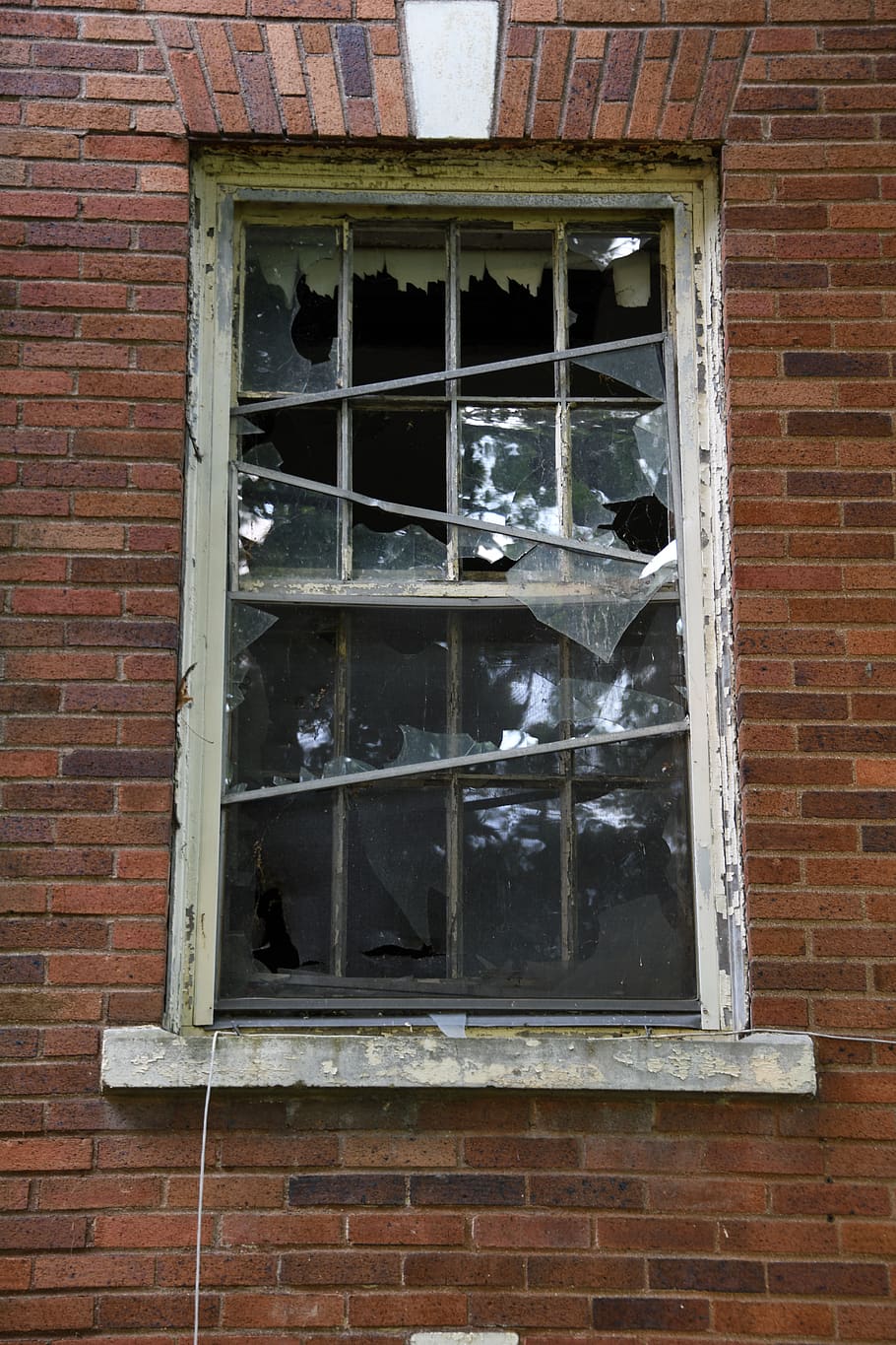abandoned, antique, building, broken, glass, window, architecture, brick wall, built structure, wall