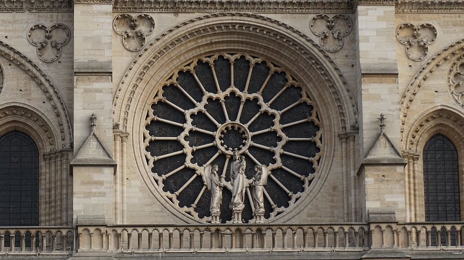 de, Paris, Rosette, Architecture, Notre Dame, sculpture, ornaments, church, cathedral, arch