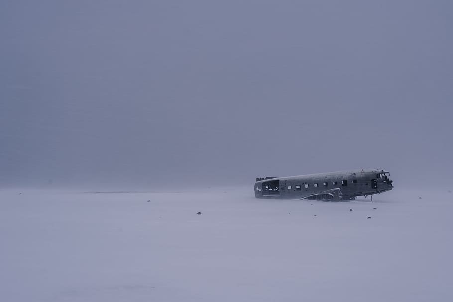 Islandia, nieve, invierno, turista, spot, acero, metal, aplastado, temperatura fría, sin gente