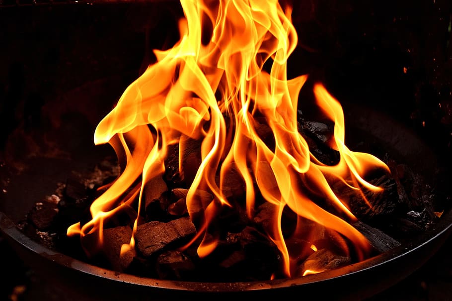 black, charcoal, fire, nighttime, flame, carbon, burn, hot, mood, campfire