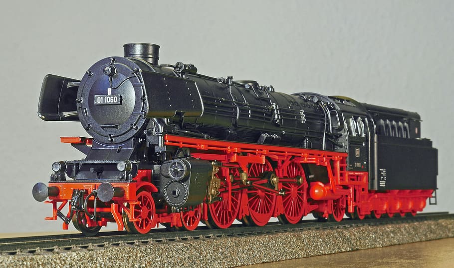 steam locomotive, model, scale h0, br01, br 01, series 01-10, oil engine, rheine, express train, three cylindrical