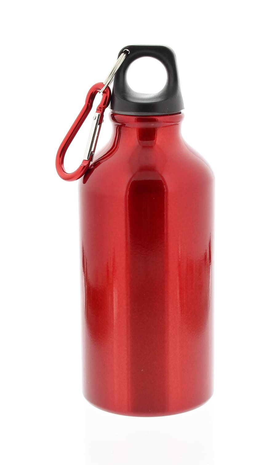 vermelho, copo, mosquetão, garrafa de água, garrafa, alumínio, isolado, branco fundo, único objeto, líquido