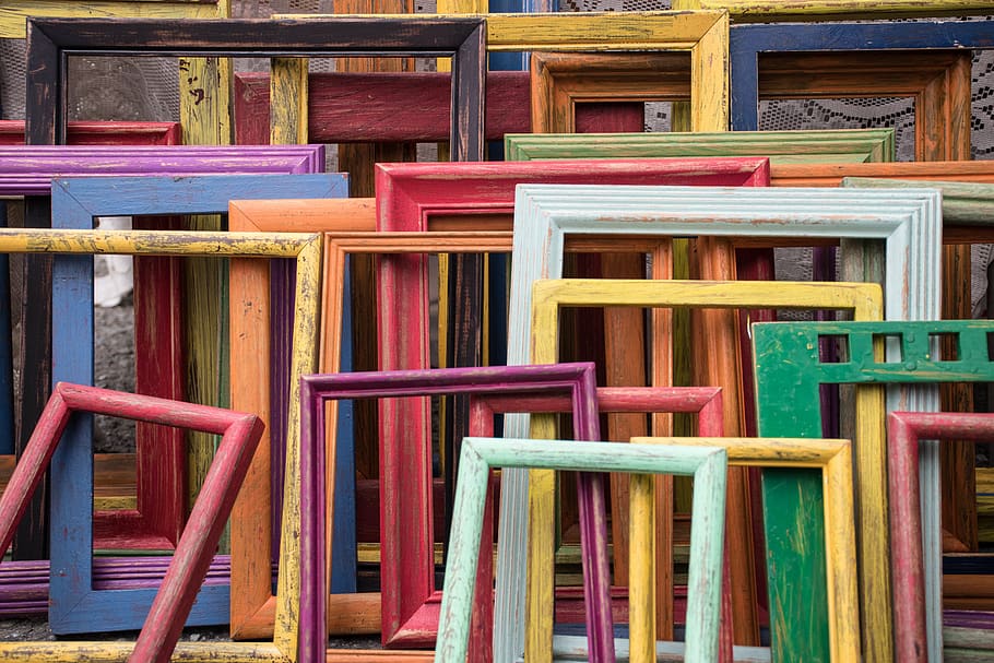 still, items, things, frames, wood, colors, stack, wood - material, multi colored, full frame