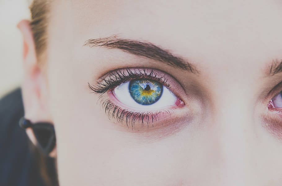 closeup, photography, woman right eye, people, girl, woman, face, blue, eyes, eyelid