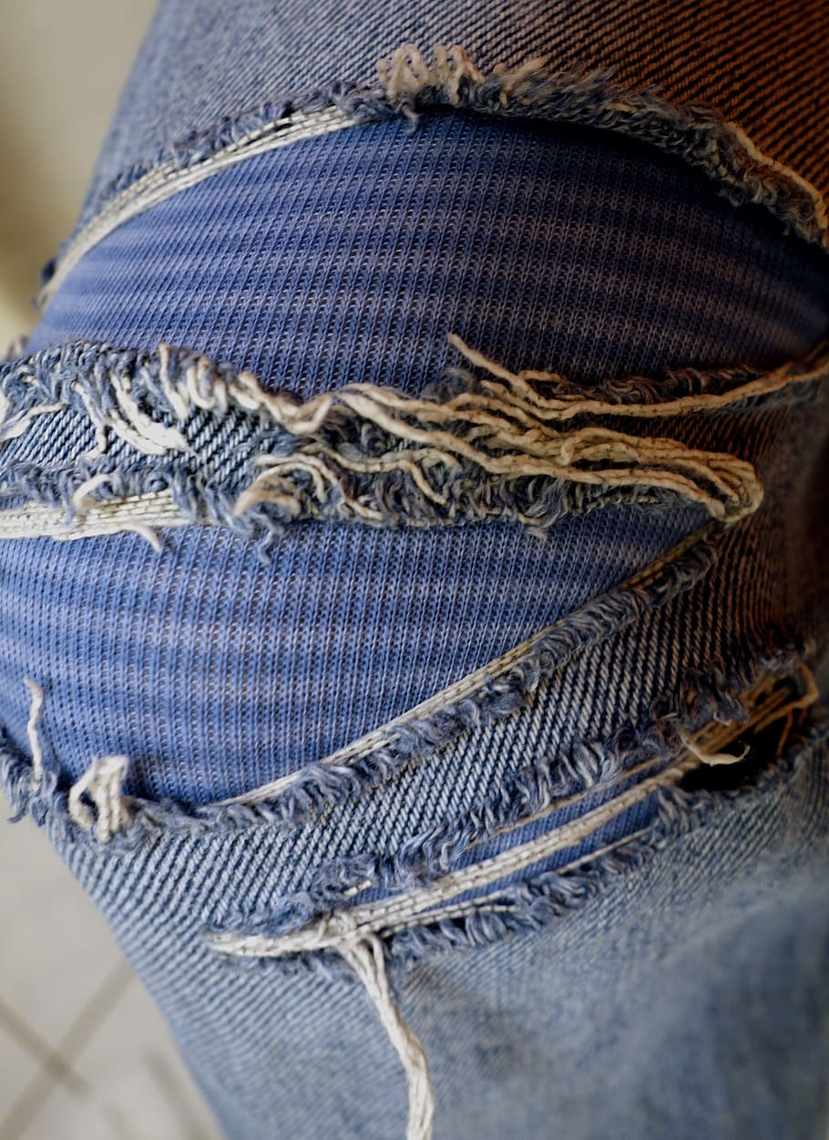 fabric, jeans, structure, stripes, rip, crack, textile, clothing, close-up, casual clothing
