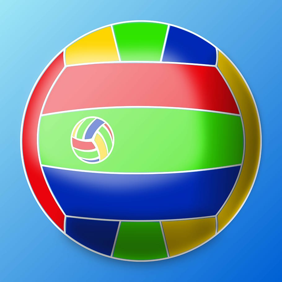 balloon, volleyball, ball, sport, flag, circle, symbol, country - Geographic Area, multi colored, blue