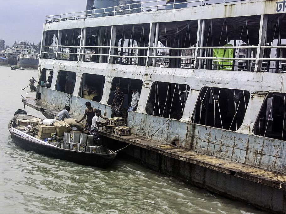 loading, riverboat, Dhaka, Bangladesh, boat, photos, public domain, river, water, nautical Vessel