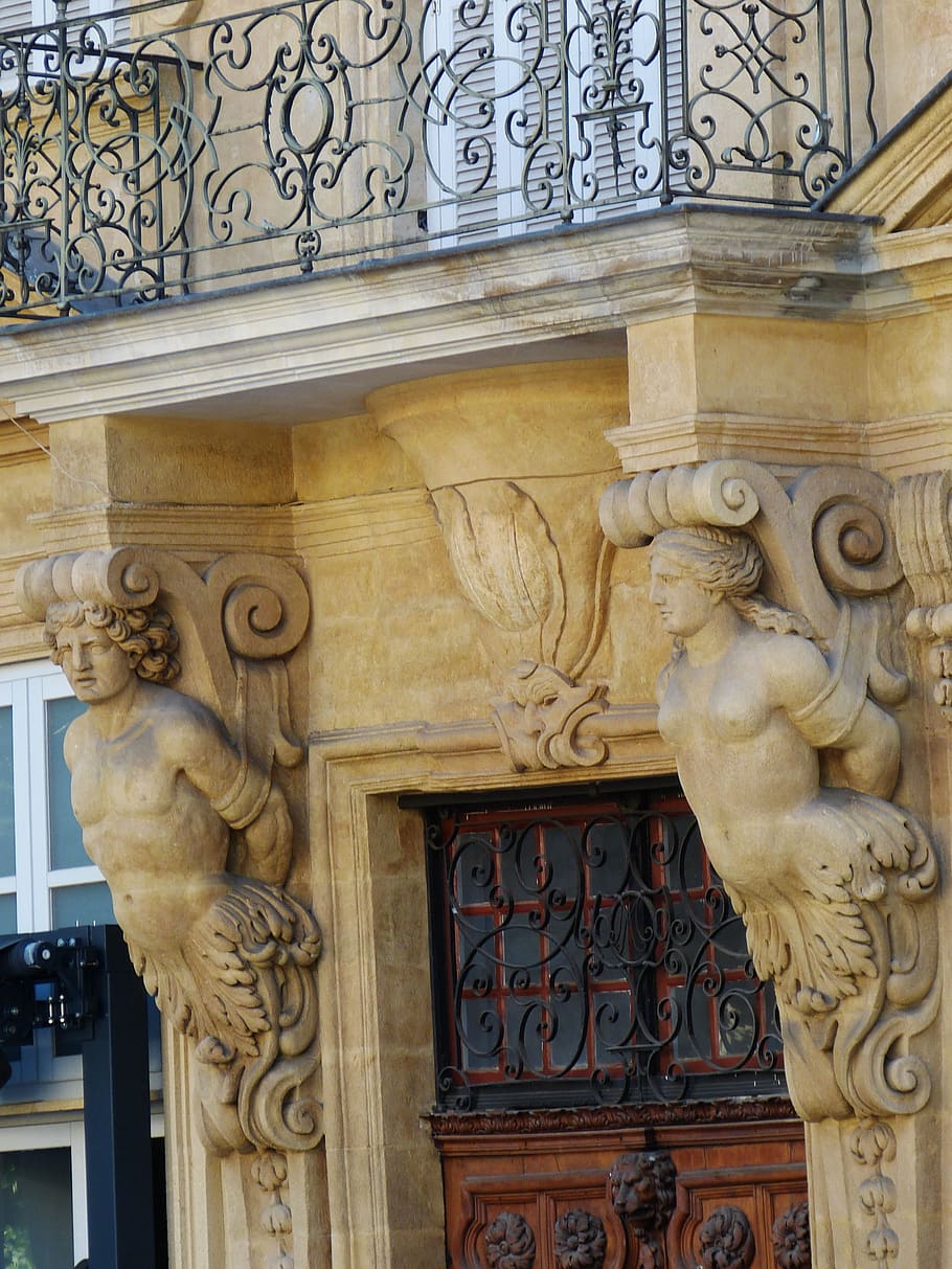 aix, francia, sur de francia, aix-en-provence, provence, puerta, portal, entrada, escultura, oso