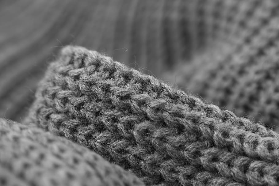 grayscale photography, knit, textile, weaving, grey, kazakh, cardigan sweater, line, textured, copy space