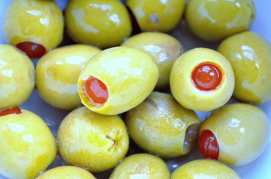 yellow olives, Olives, Olive, Green, Green, Pepper, Food, olive, green, pepper, macro, background