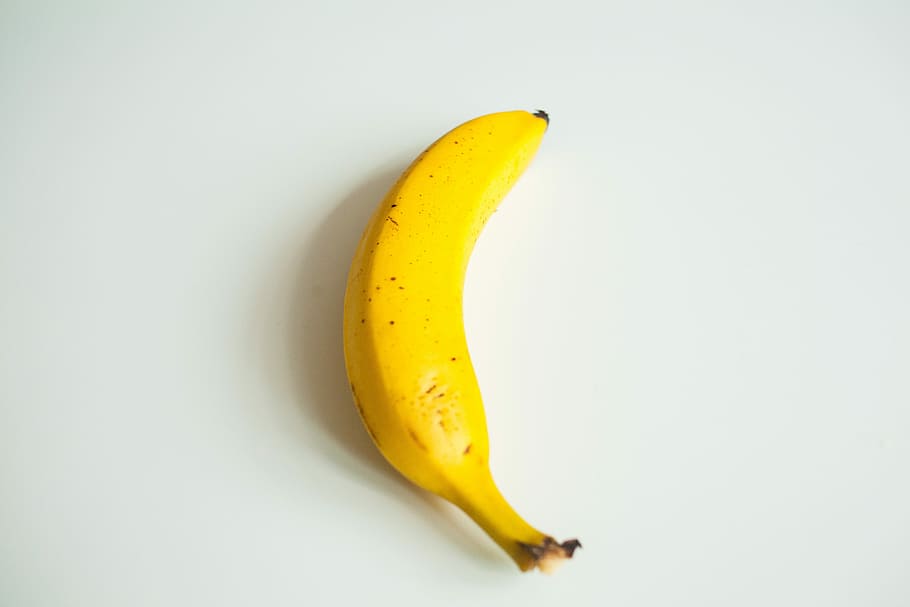 Banana, Amarelo, Branco, Fundo, fundo branco, fruta, único objeto, comida e bebida, alimentação saudável, tiro do estúdio