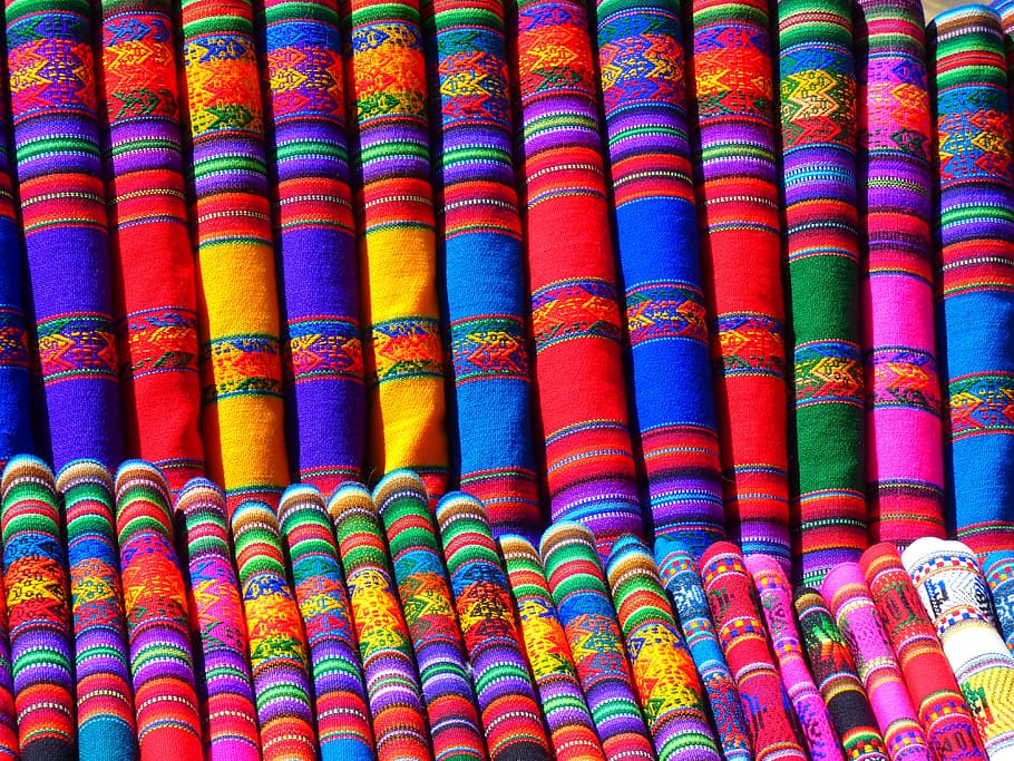 foto, berbagai macam, gulungan tekstil, tekstil, gulungan, zat, warna-warni, warna, pola, pewarnaan