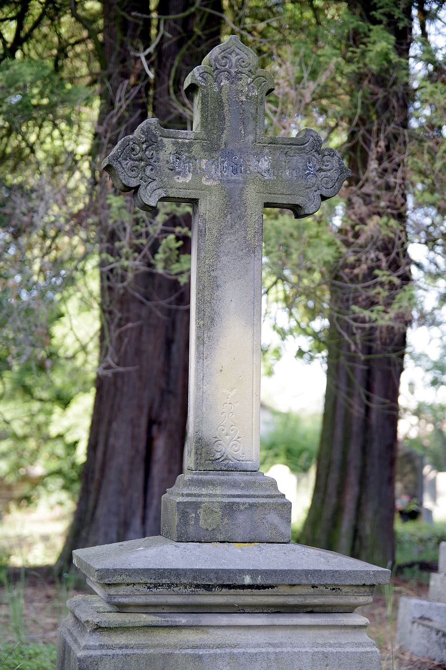 Tombstone, Cross, Cemetery, Old, Tree, shadow, stone, brick, old cemetery, death