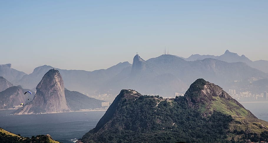 olimpiade 2016, niterói, brazil, kristus sang penebus, gunung, teluk, taman kota, rio de Janeiro, gunung sugarloaf, laut
