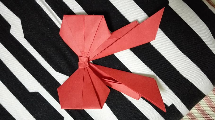 origami, bow, gift, striped, red, white color, pattern, sign, close-up, symbol
