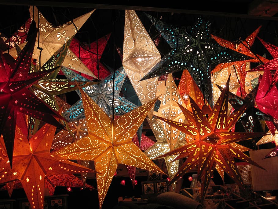 Stars Hanging Ceiling Star Christmas Light Christmas Market