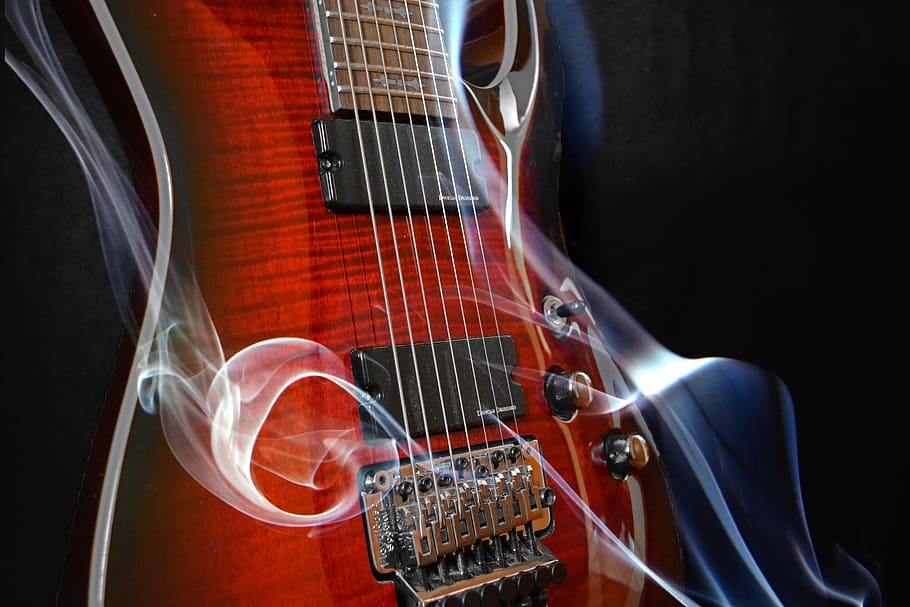 closeup, brown, electric, guitar, smoke wallpaper, eight strings, seven-string, guitars, shcheckter, instrument