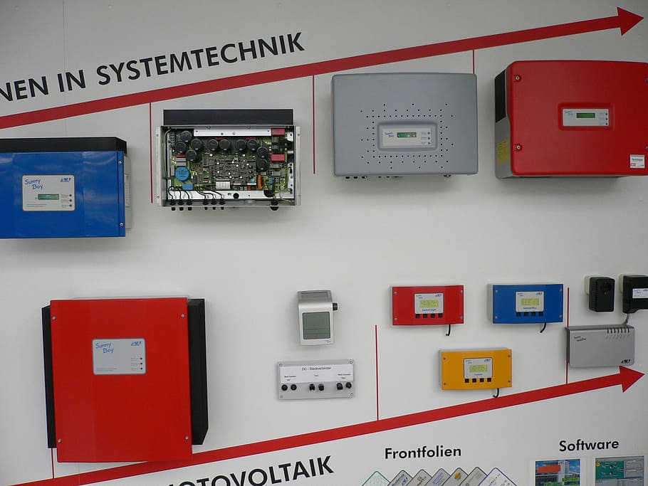 inverter, sma, photovoltaic, fuel and power generation, control, control panel, technology, industry, electricity, indoors