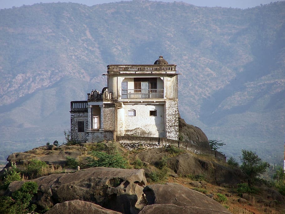 branco, cinza, concreto, casa, colina, dia, Monte Abu, Índia, Velho, Monumento
