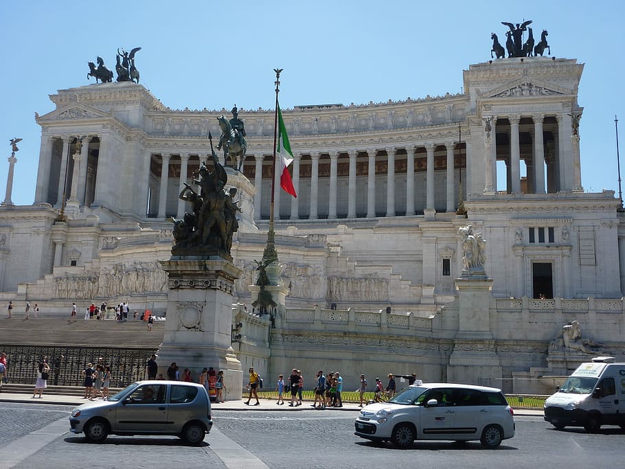 monument vittorio emanuele ii, king, Monument, Vittorio Emanuele Ii, rome, italy, italian, flag, architecture, history