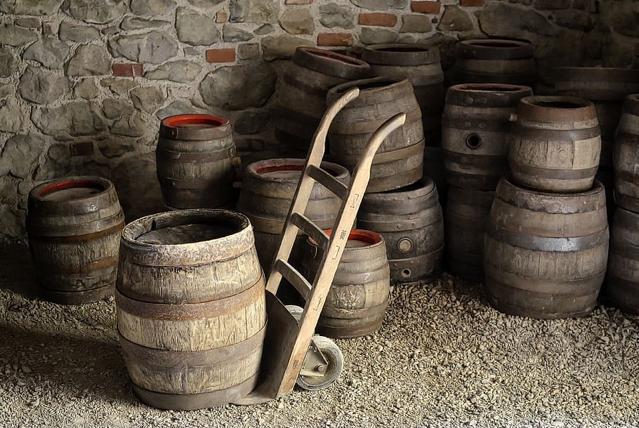 barril, cerveza, cervecería, cosecha, contenedores, madera, antiguo, bodega, austria, vino