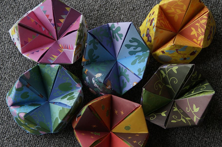 origami, heaven and hell, folded, paper, colorful, tinker, color, papers, fold, art of folding