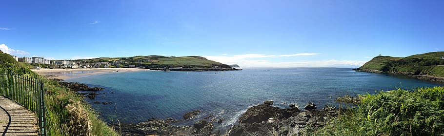 port erin, isle of man, bay, water, nature, panoramic, landscape, sky, summer, outdoor