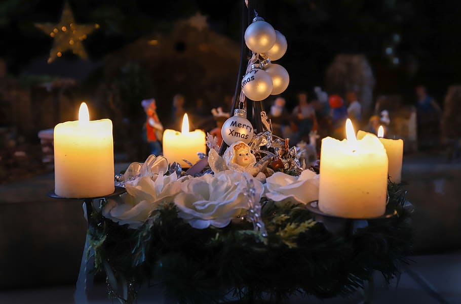 crown, advent, christmas, candles, glow, decoration, celebration, candle, flame, fire