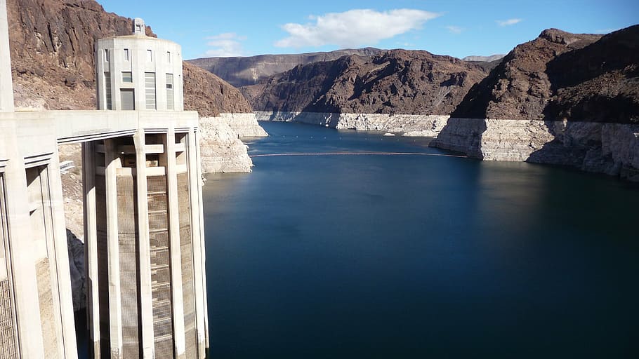 dam, water, nevada, river, usa, hydroelectric, energy, hoover, tourist, blue