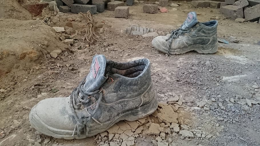 ブーツ, 泥, セメント, 建物, 改修, レンガ, 汚い, 日, 屋外, 軍事