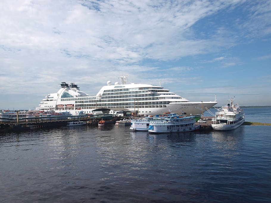 cruise ship, docked, pier, manaus, brazil, south america, amazonia, cruise, ship, seabourn odyssey