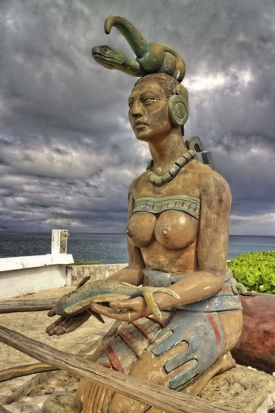 Tulum, Mexico, Goddess, Fishermen, tulum, mexico, protector, statue, wood, wood statue, religion