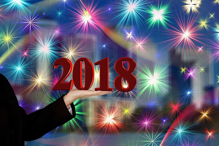 person, holding, 2018, fireworks illustration, hand, new year's day, new year's eve, turn of the year, spiral staircase, presentation