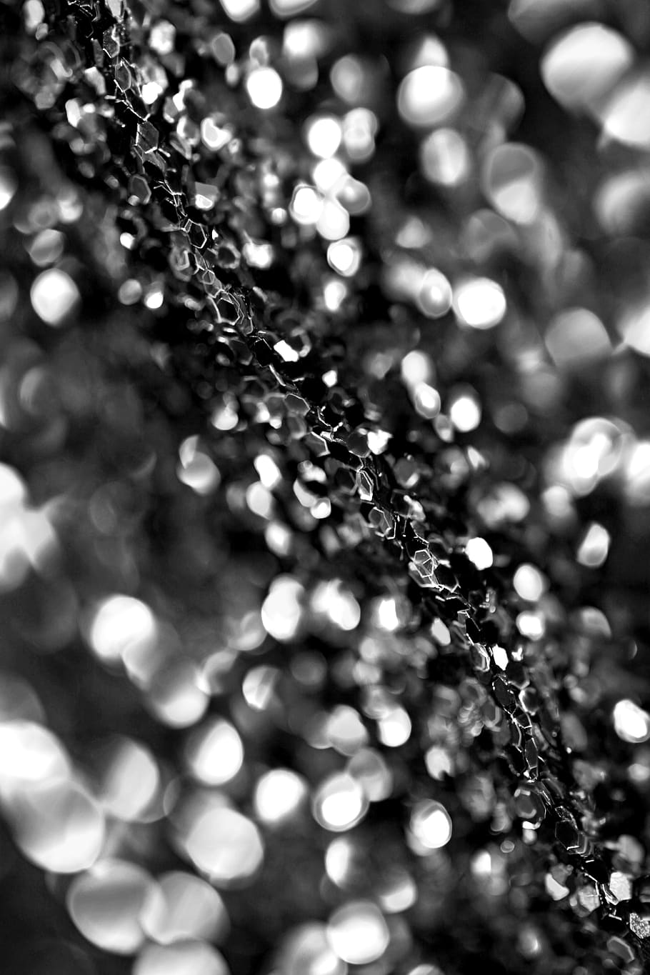 silver, abstract, glitter, macro, selective focus, black and white, black, white, pattern, texture
