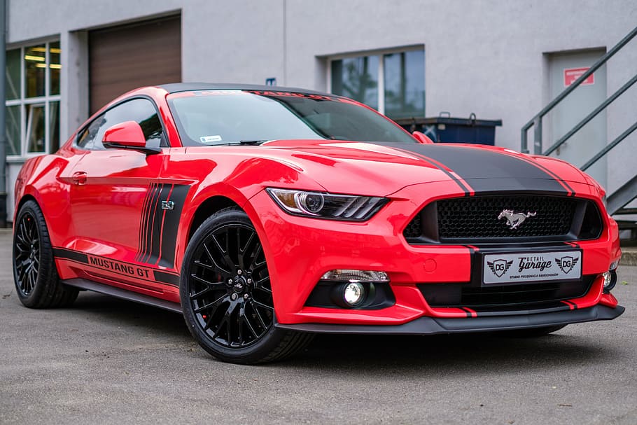 red, ford mustang gt coupe, mustang, gt, usa, car, auto, transport, design, transportation