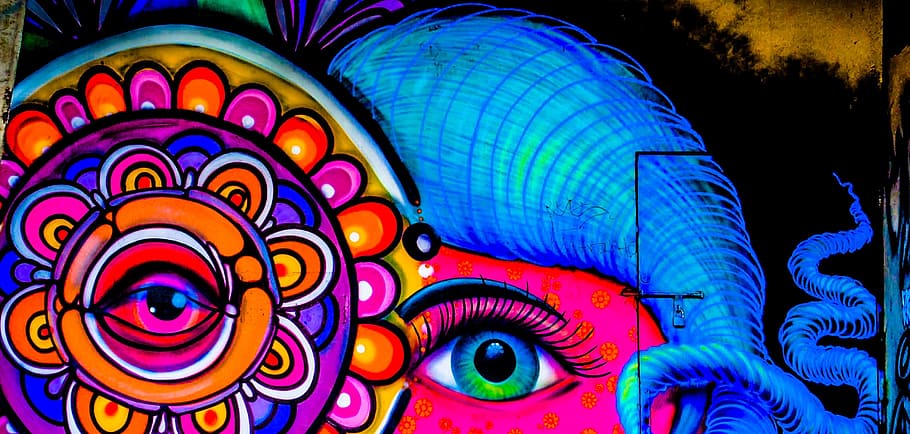 foto close-up, warna-warni, abstrak, lukisan, grafit, jalanan, seni, seni jalanan, multi-warna, kreativitas