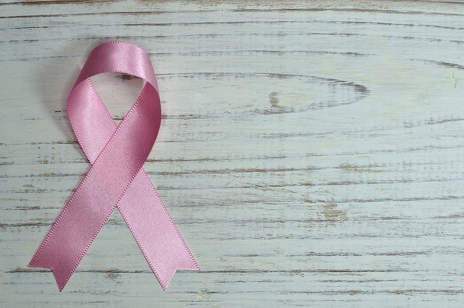 pink, ribbon, white, wood board surface, table, wood, ribbon symbol, cancer, mama, chest