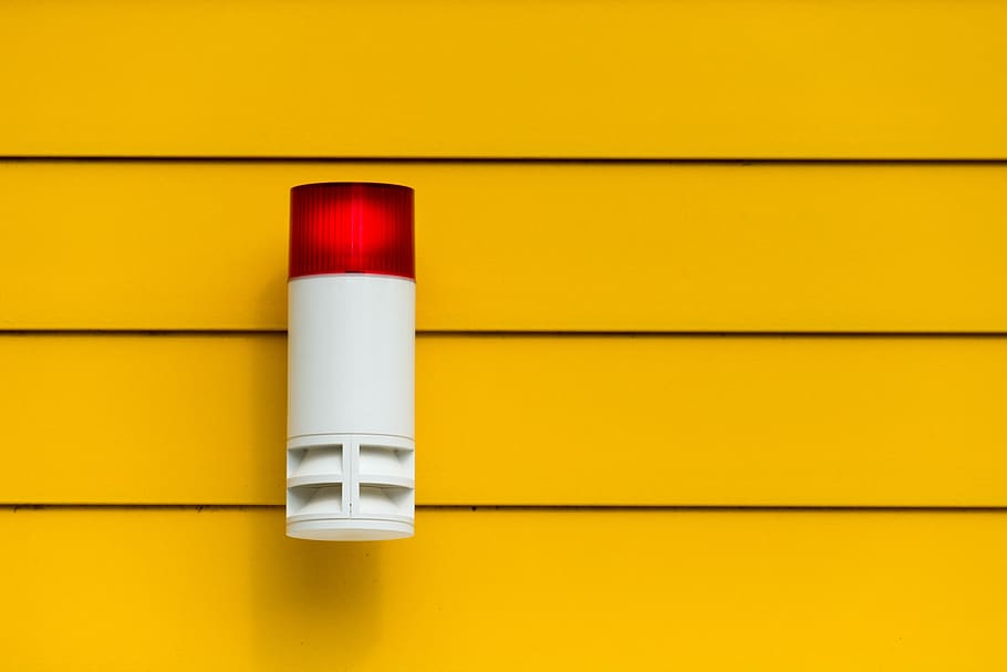 alarm system, emergency, alarm, security, yellow, red, lamp, indoors, wall - building feature, studio shot