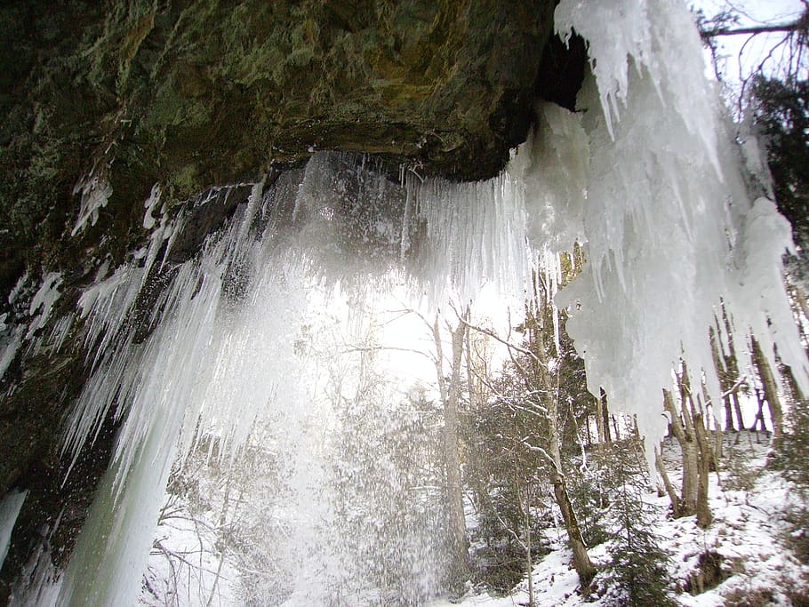 icicle, ice, frozen, winter, beauty in nature, tree, plant, cold temperature, waterfall, forest