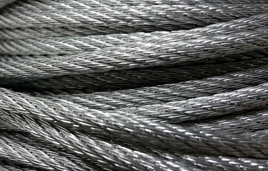 gray, black, rope, wire, cord, metal wire, metal, wrapped, coil, iron