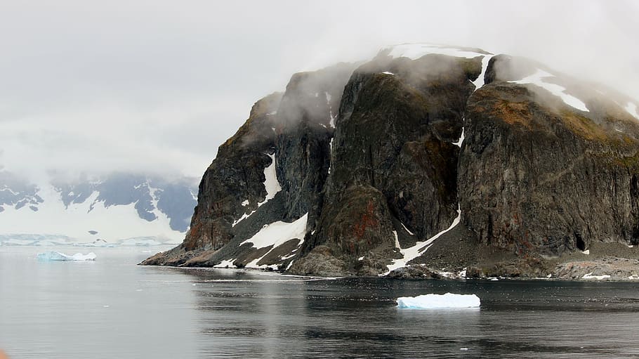 icy, rock, shore, antarctica, south pole, geography, earth, ice, south, view