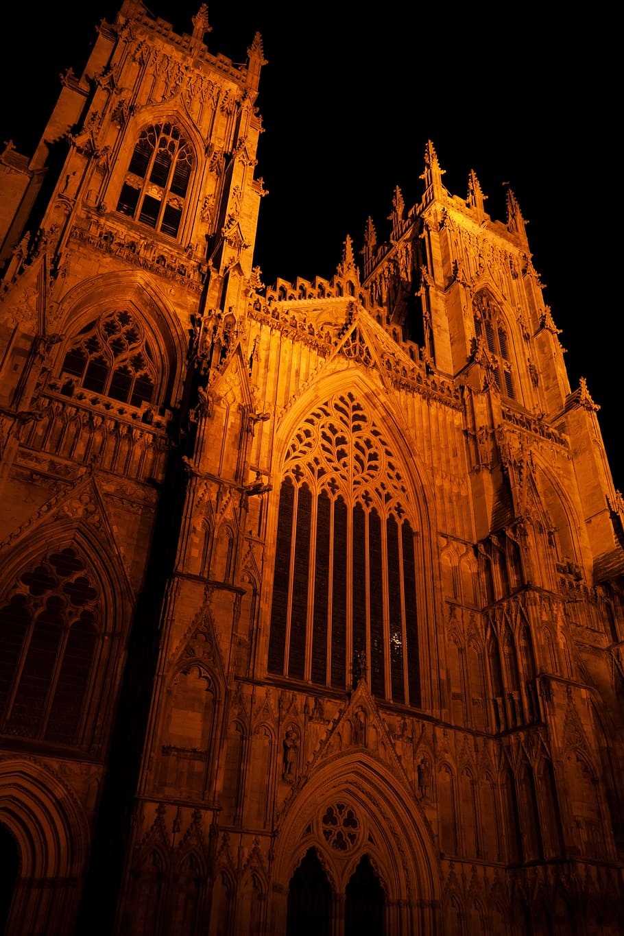 architecture, night, building, cathedral, dark, church, england, illuminated, gothic, historical