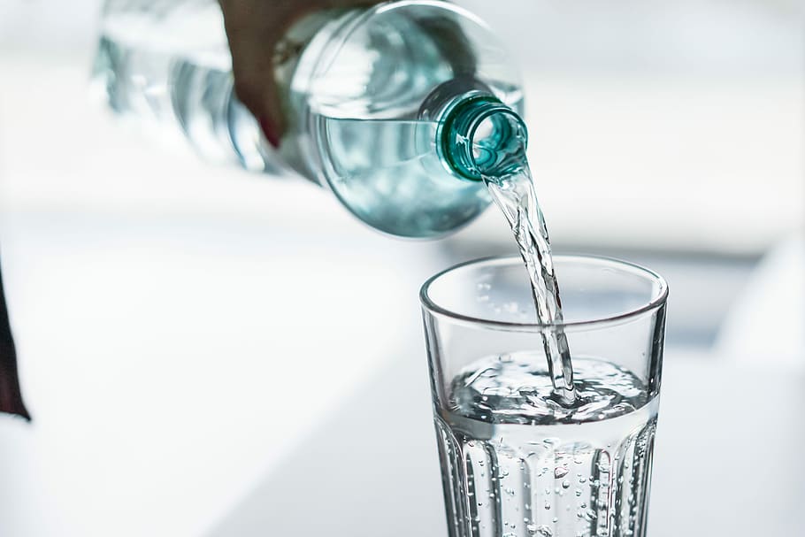 Pouring, Water, PET Bottle, Glass, bottle, clean, drink, drinking, drinking glasses, drinking habits