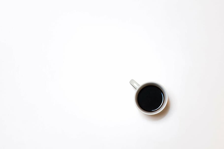 white ceramic mug, white, cup, mug, black, coffee, espresso, hot, drink, coffee - Drink