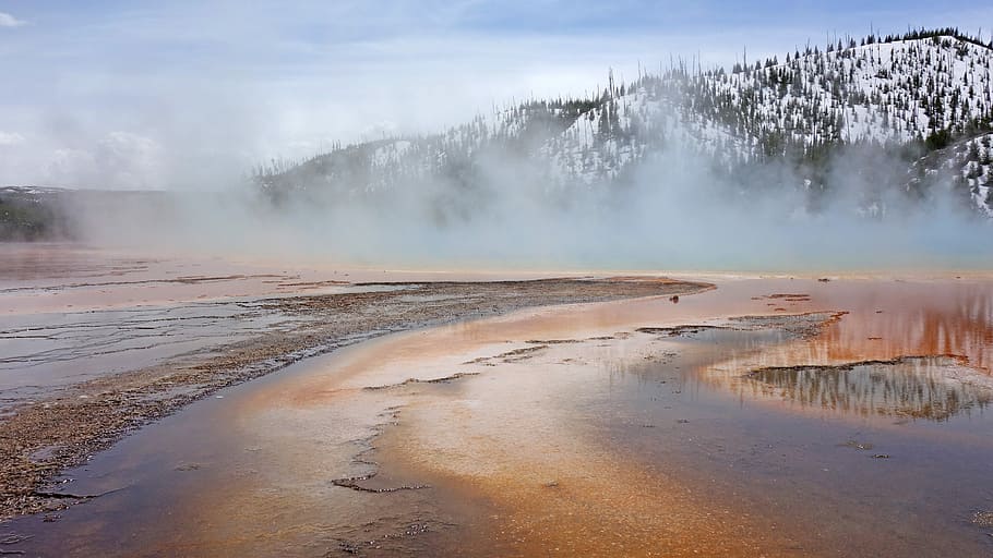 national park, yellowstone, National Park, Yellowstone, national parks, united states, grand prismatic spring, nature, landscape, water, beauty in nature