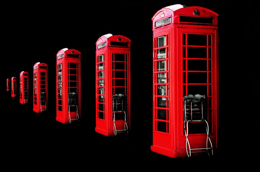 赤, 電話ブース, 黒, 表面, ブース, ボックス, イギリス, 通話, クラシック, デザイン