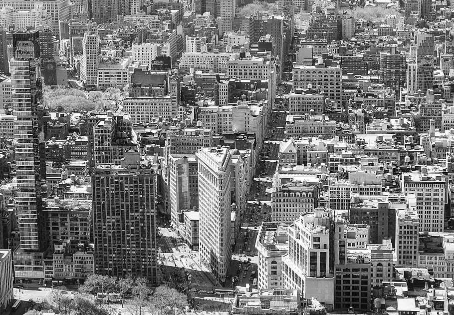 gris, fotografía a escala, edificios, Manhattan, Nueva York, Ciudad, urbano, rascacielos, metrópoli, horizonte de manhattan