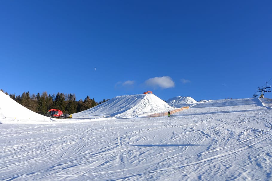 Snowpark, Artificial Snow, fabricantes de neve, alpe di siusi, tirol do sul, sudtirol, neve, snowboard, esqui estilo, esqui